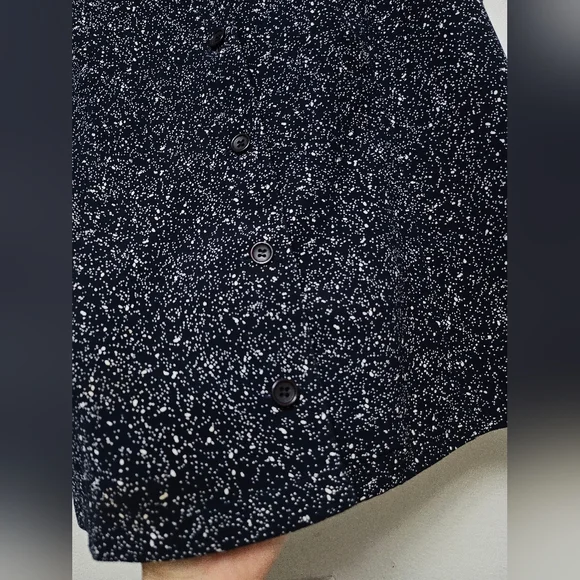 Rodier Blouse Button Up Navy Blue V-Neck Side Slits Sz L France - Picture 5 of 10